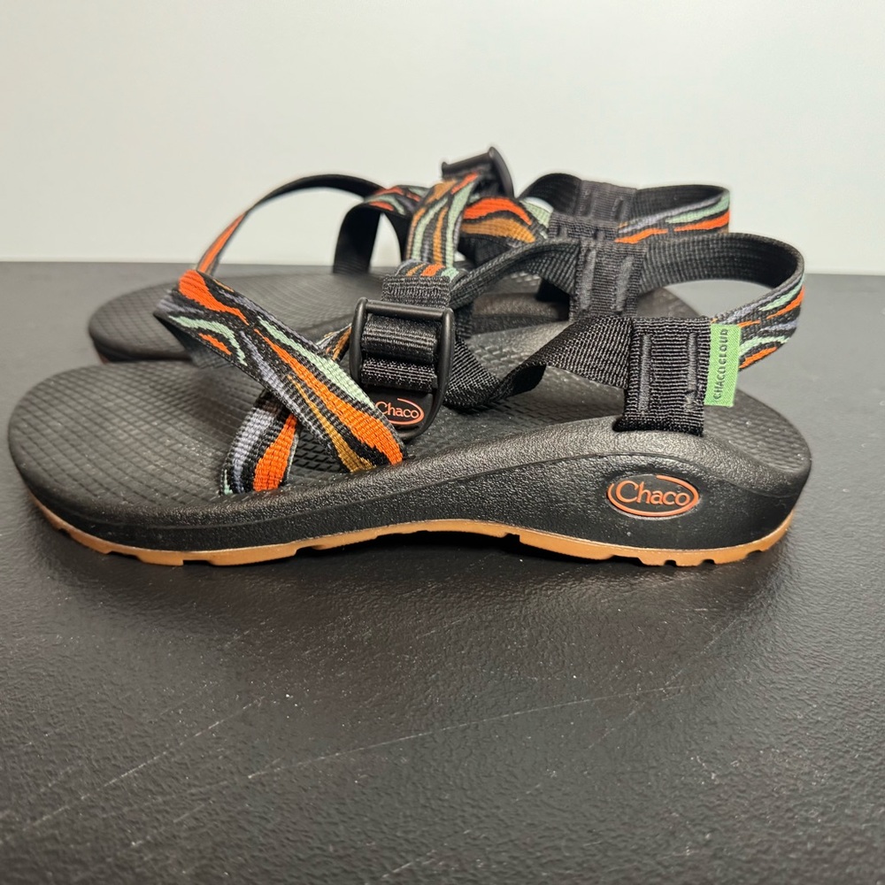 Chaco Women's Sandals - Black with Orange and Green Straps - Picture 2 of 12